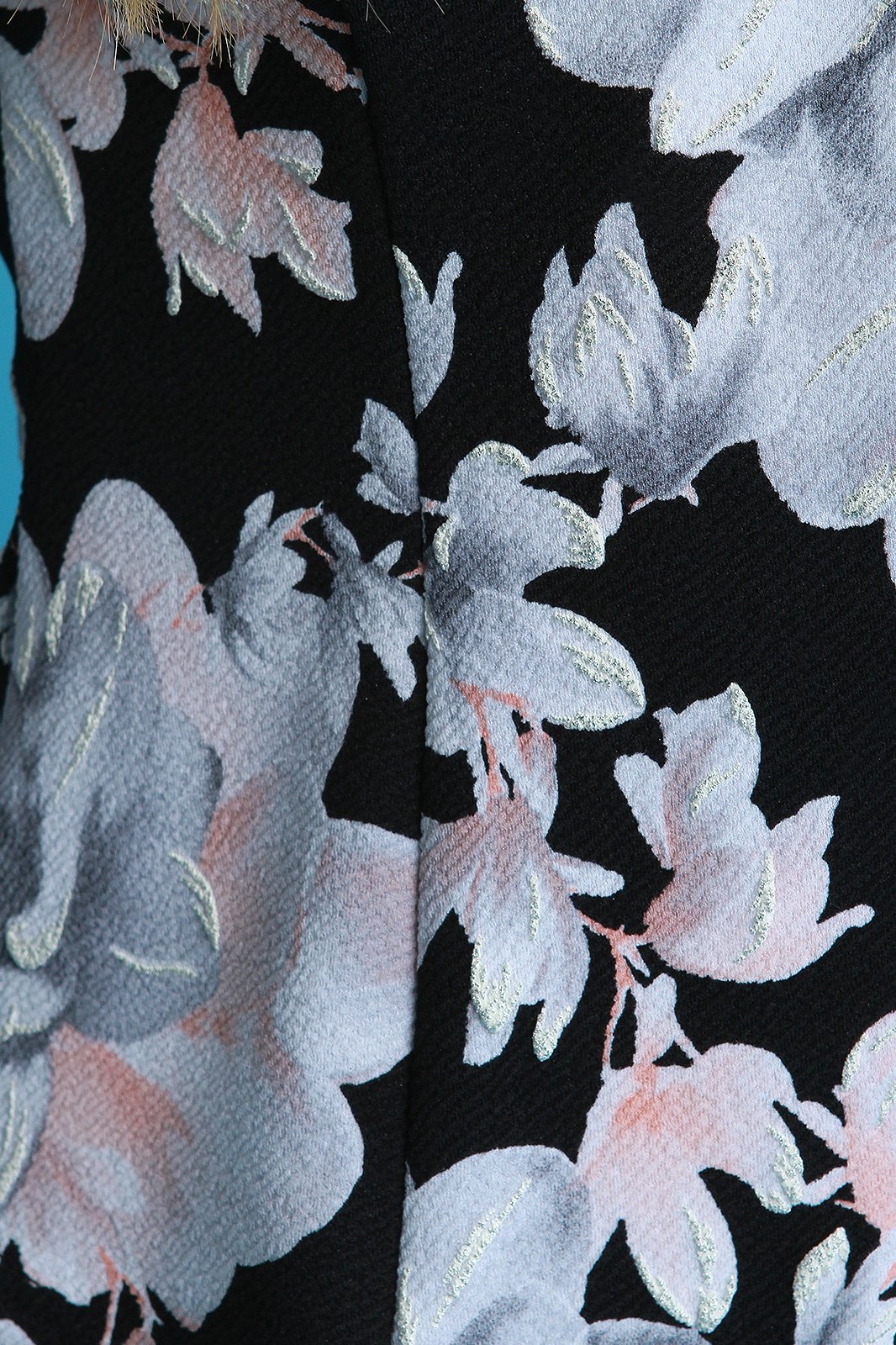 Textured Knit Floral Print Fitted Blazer