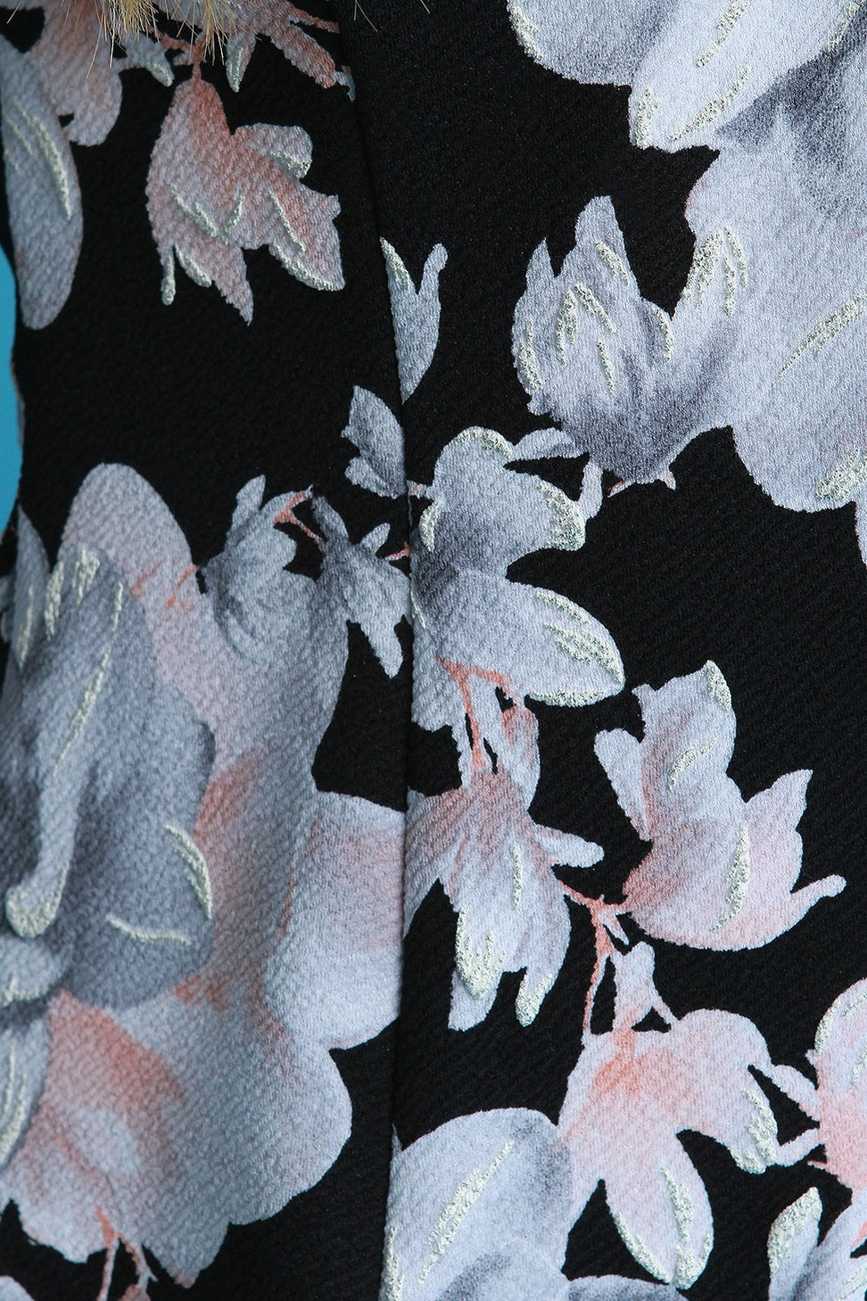 Textured Knit Floral Print Fitted Blazer