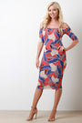 Textured Floral Off The Shoulder Midi Dress