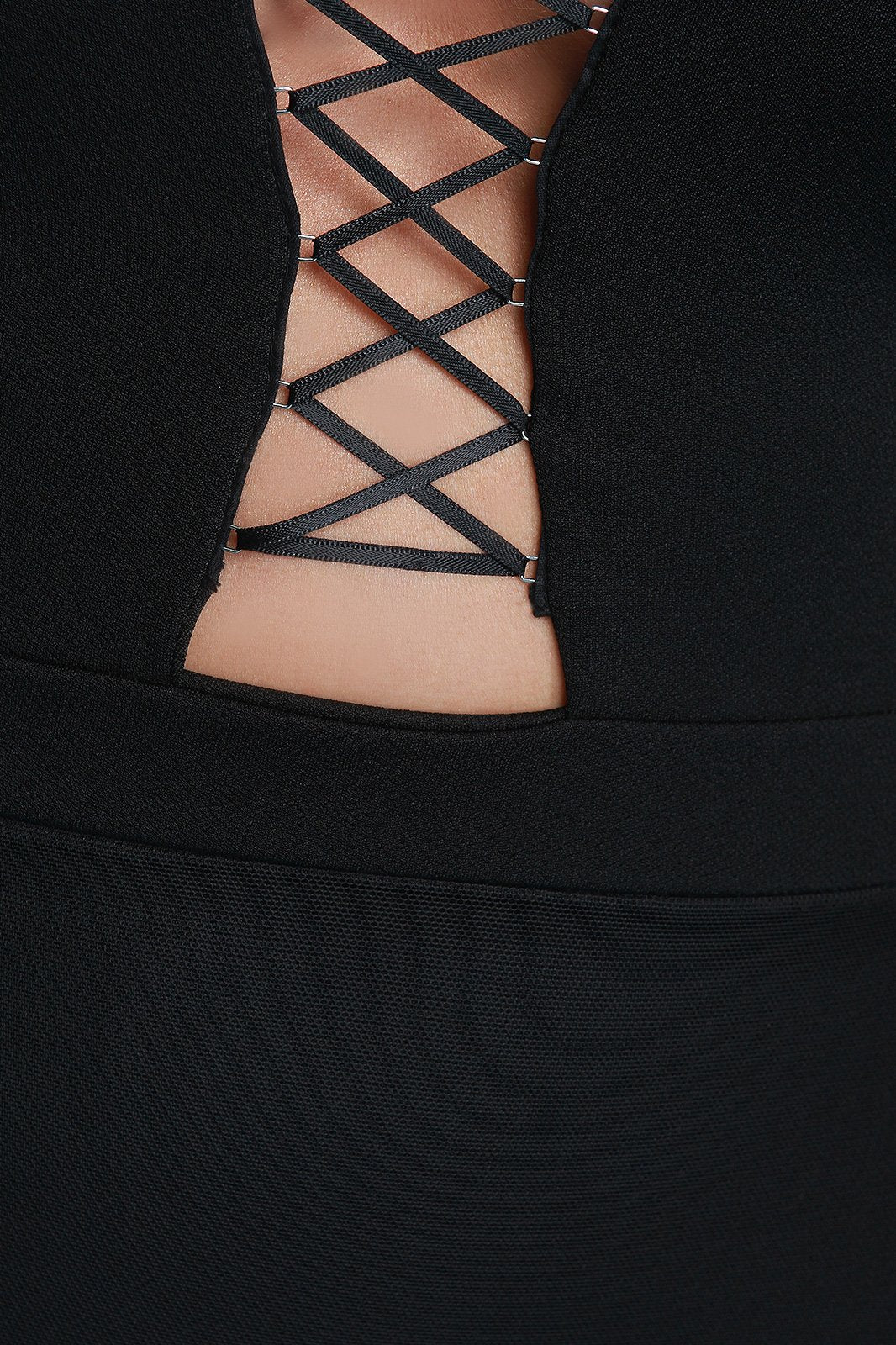 Corset Lace Up Mesh Sleeveless Midi Dress