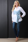 Button Up Self-Tie Waist Collared Top