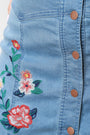 Floral Embroidery Denim High Waisted Mini Skirt - NoveltyOne