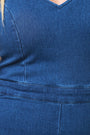 Denim V-Neck Self-Tie Open Back Fitted Jumpsuit - NoveltyOne