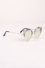 Marble Accent Plastic Frame Cat Eye Mirrored Sunglasses