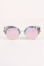 Marble Accent Plastic Frame Cat Eye Mirrored Sunglasses