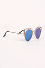 Marble Accent Plastic Frame Cat Eye Mirrored Sunglasses