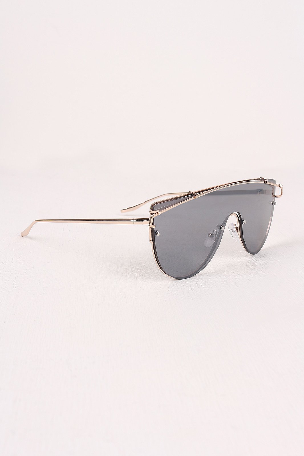 Mirrored Lenses Wire Frame Sunglasses