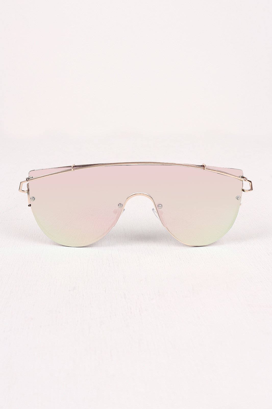 Mirrored Lenses Wire Frame Sunglasses
