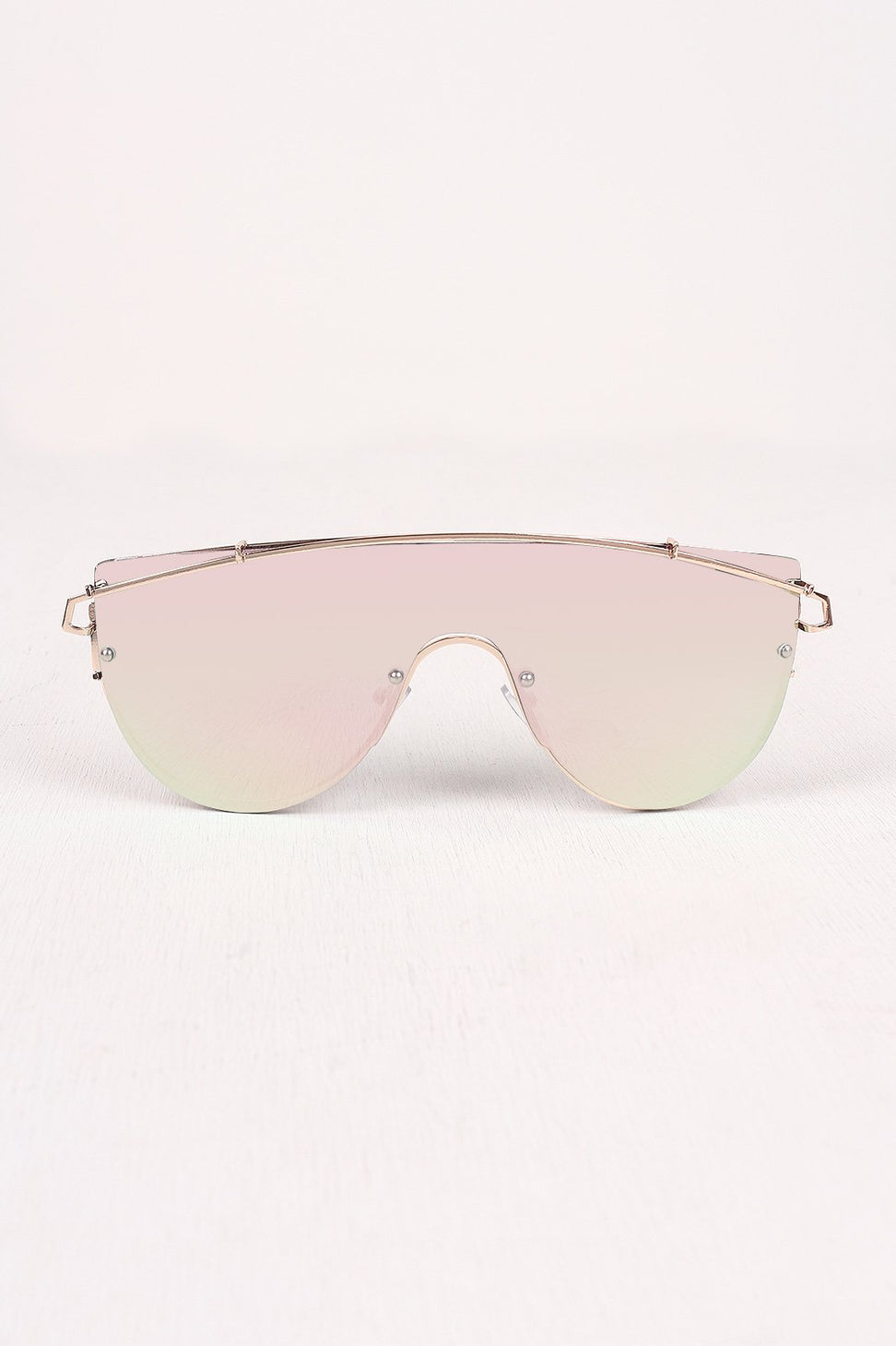 Mirrored Lenses Wire Frame Sunglasses