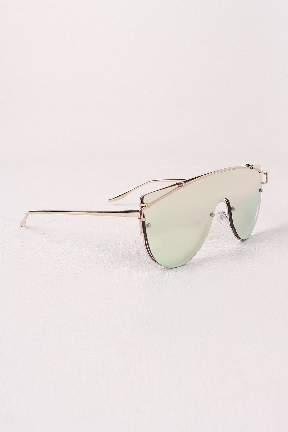 Mirrored Lenses Wire Frame Sunglasses