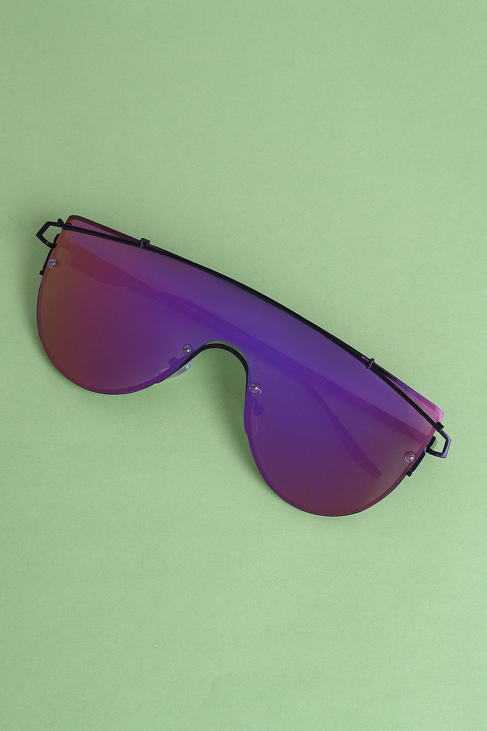 Mirrored Lenses Wire Frame Sunglasses