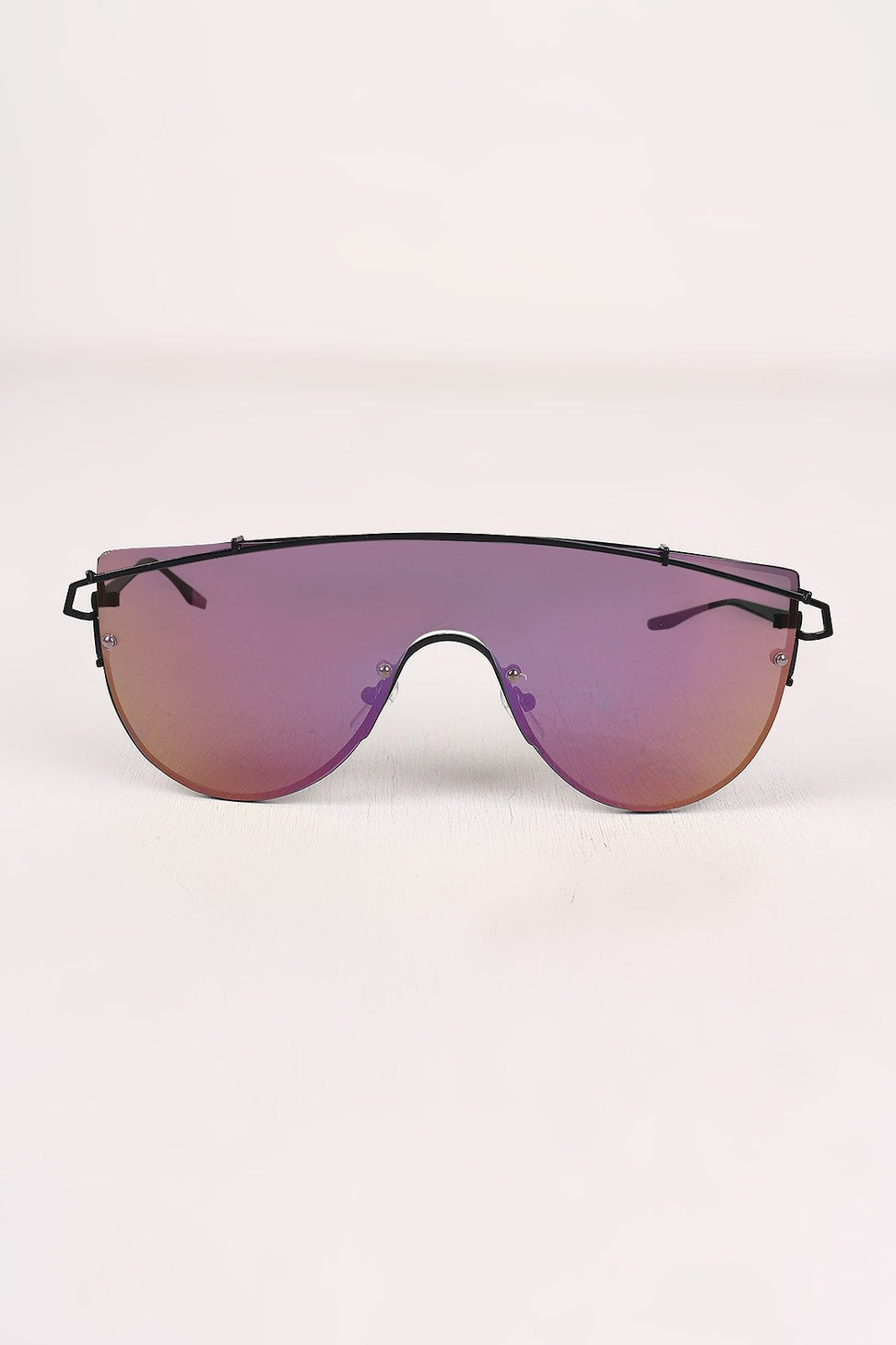 Mirrored Lenses Wire Frame Sunglasses