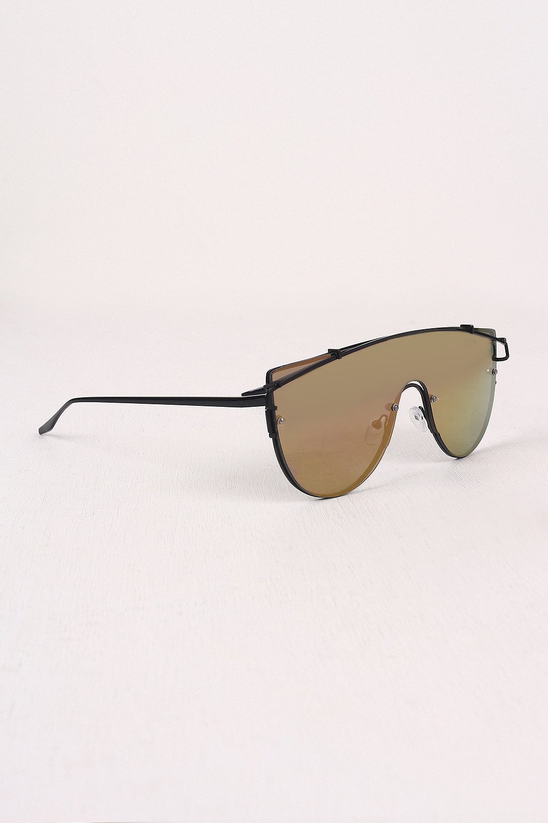 Mirrored Lenses Wire Frame Sunglasses