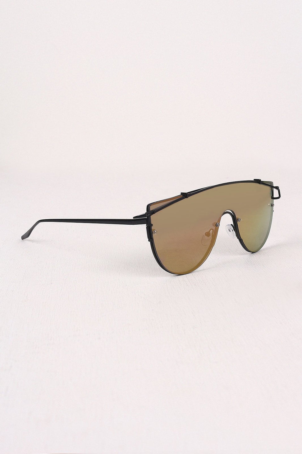 Mirrored Lenses Wire Frame Sunglasses