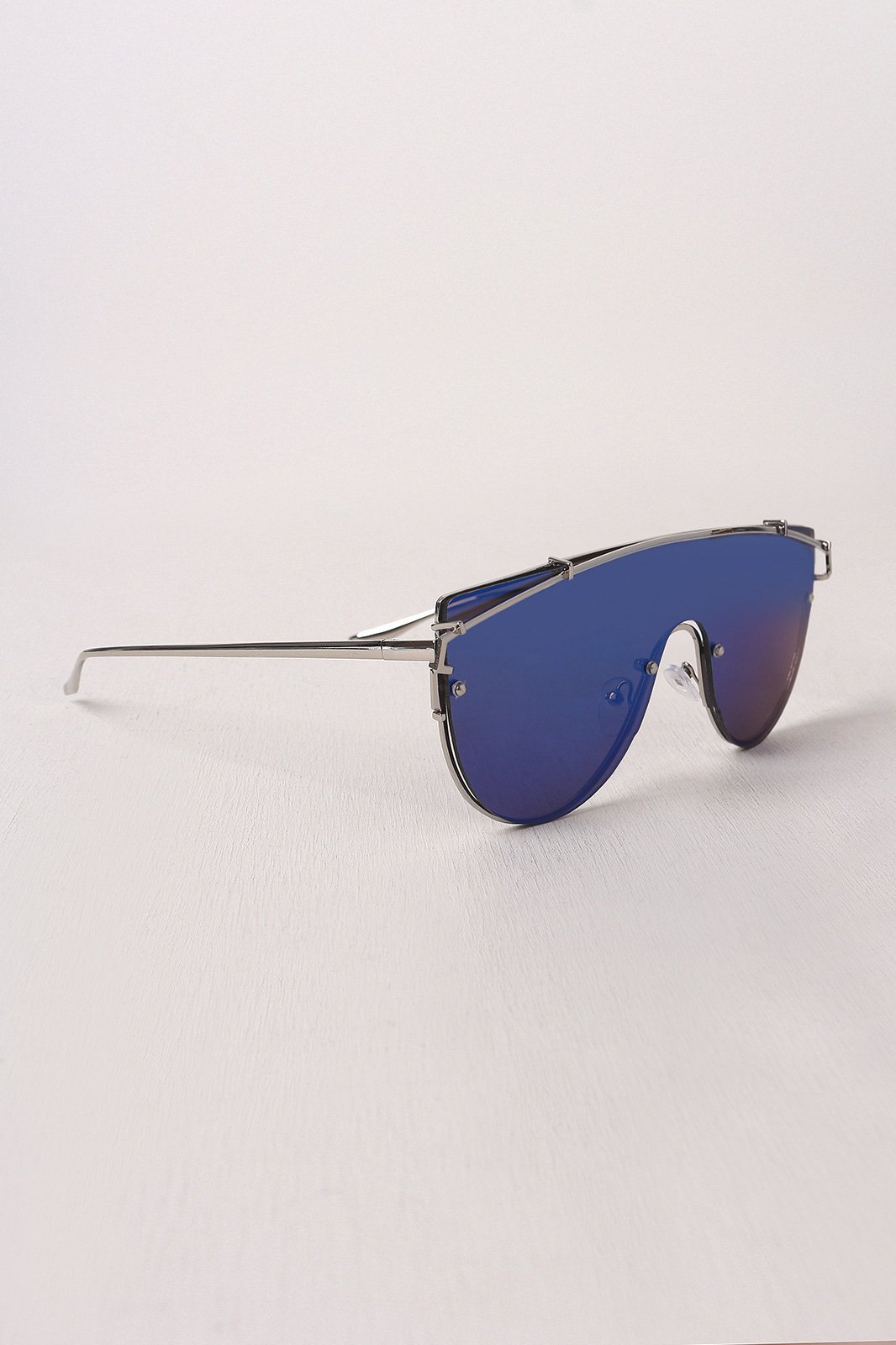 Mirrored Lenses Wire Frame Sunglasses