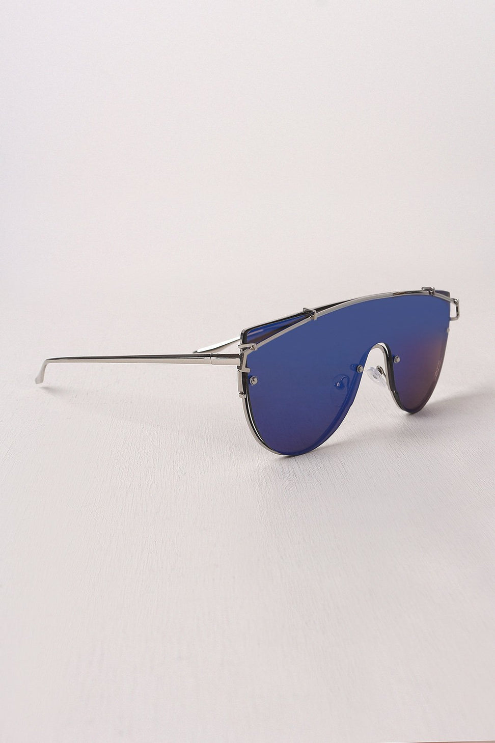 Mirrored Lenses Wire Frame Sunglasses