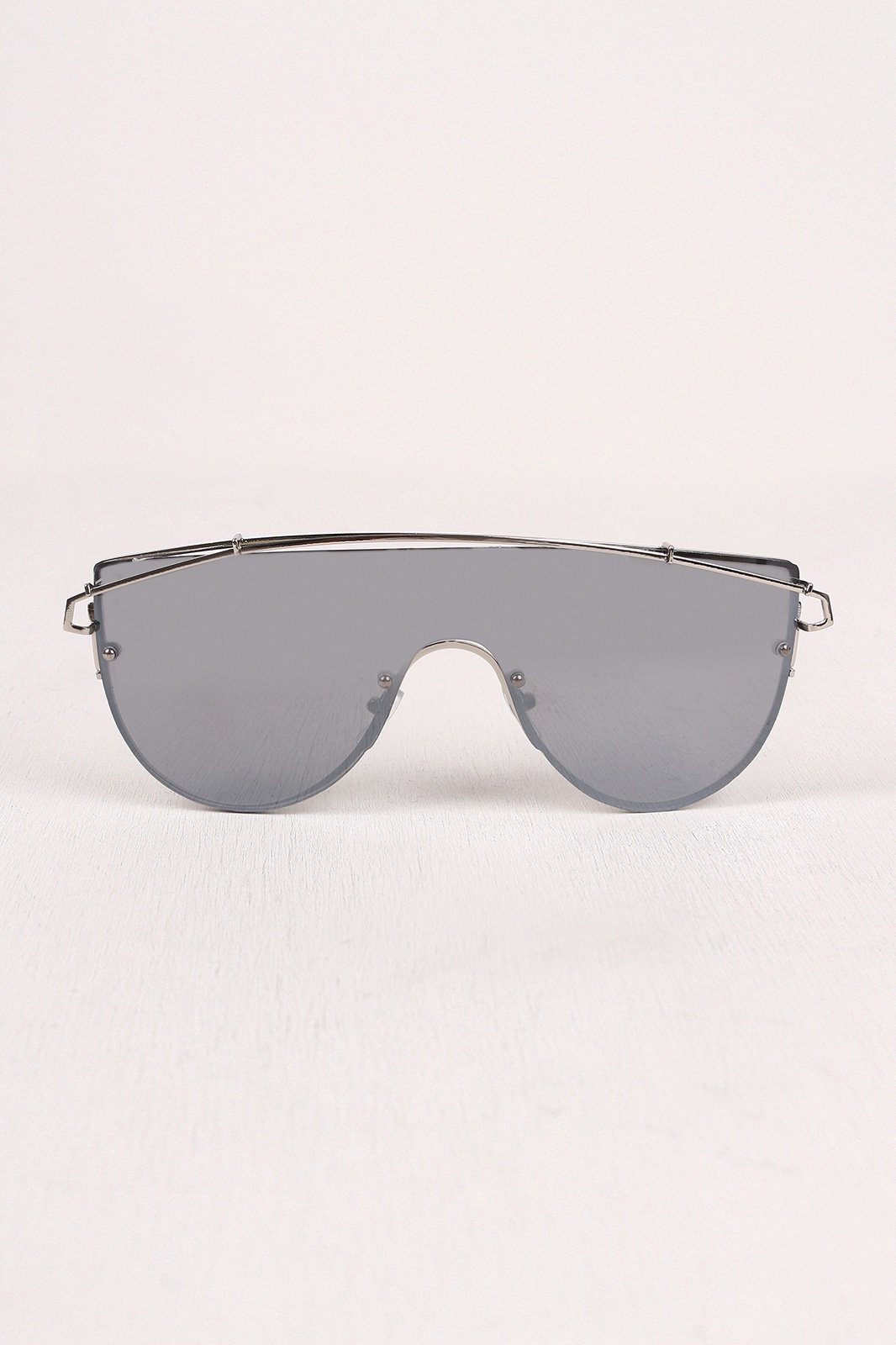 Mirrored Lenses Wire Frame Sunglasses