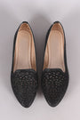 Glitter Rhinestone Embellished Perforated Pointy Toe Loafer Flat
