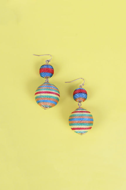 Rainbow Double Ball Drop Earrings