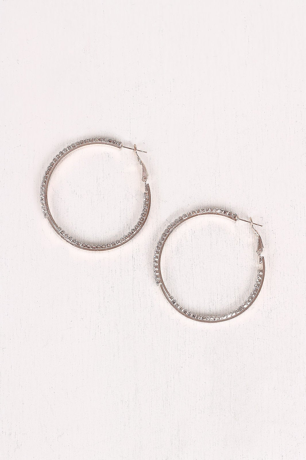 Double Row Rhinestones Hoop Earrings - NoveltyOne