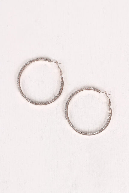 Double Row Rhinestones Hoop Earrings - NoveltyOne