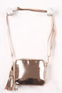 Metallic Patent Tassel Cross Body Mini Bag