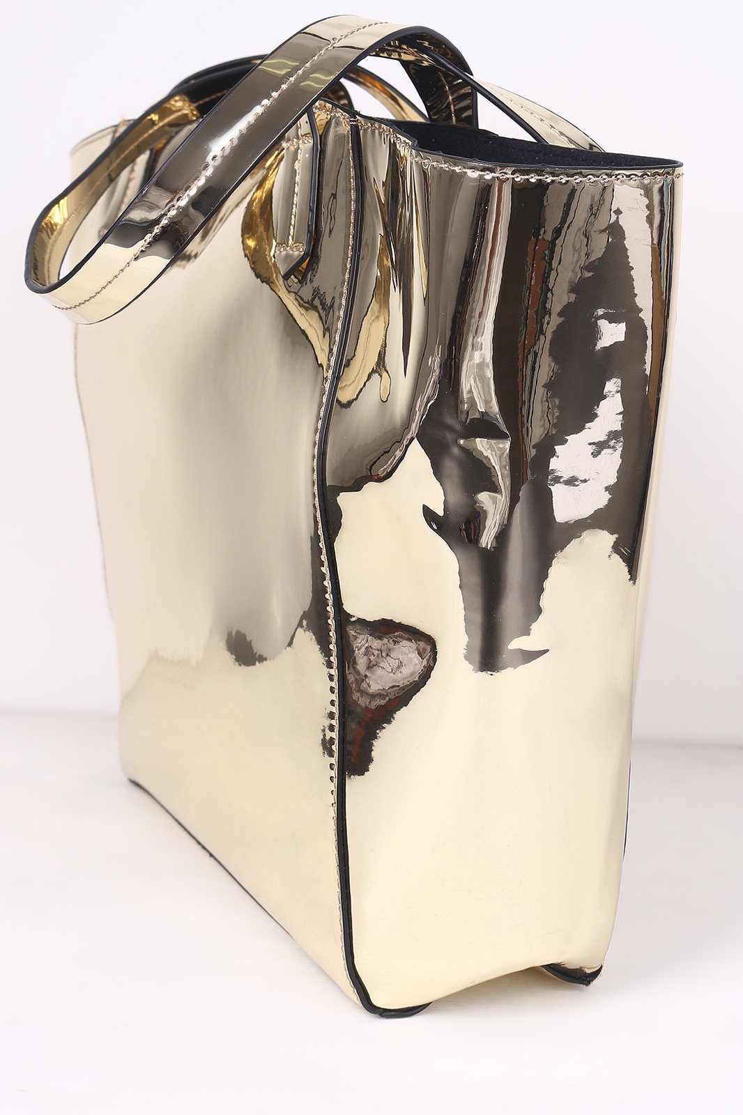 Metallic Patent Two In One Tote Bag