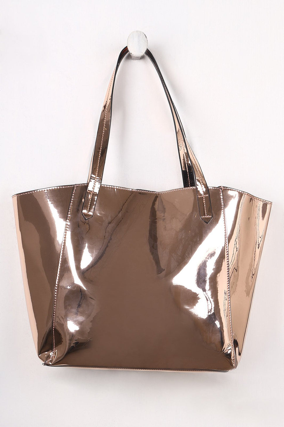 Metallic Patent Two In One Tote Bag