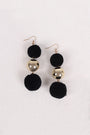 Triple Polished Ball And Pom Pom Dangle Earrings