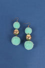 Triple Polished Ball And Pom Pom Dangle Earrings