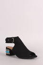 Qupid Suede Embroidery Mule Blocked Heel