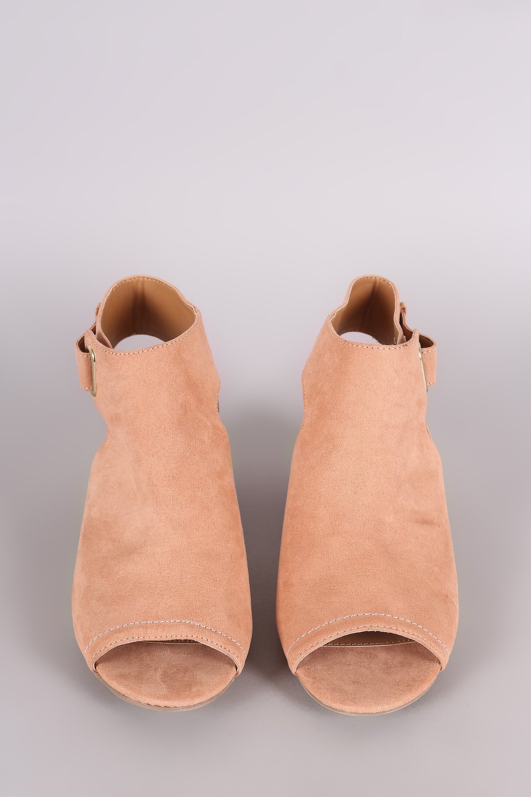 Qupid Suede Embroidery Mule Blocked Heel