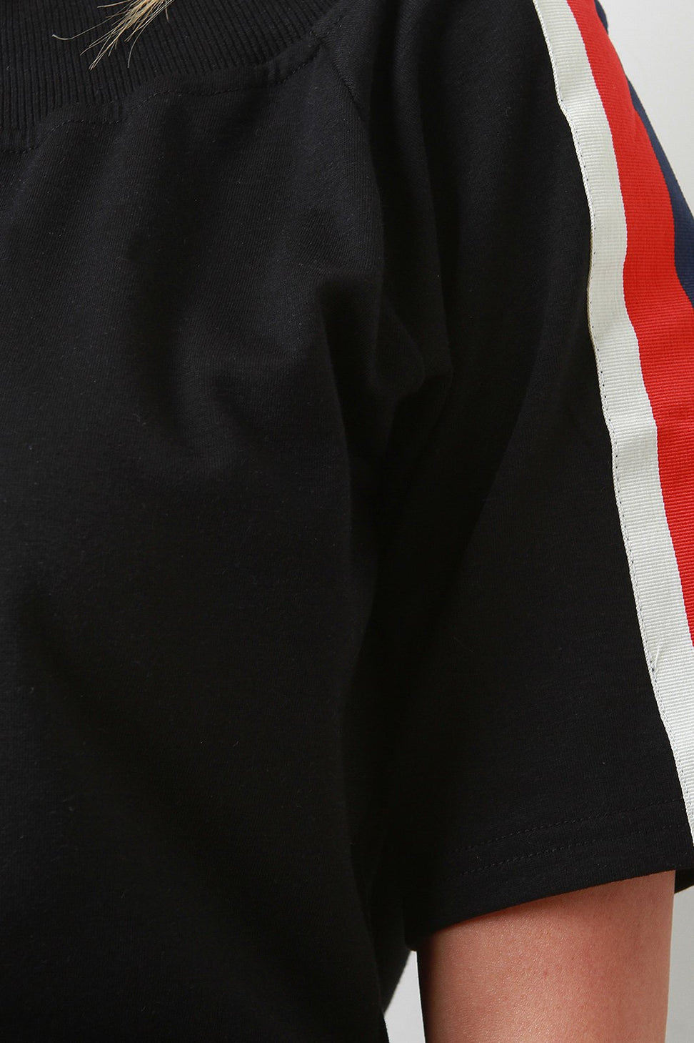 Off The Shoulder Striped Three Quarter Sleeve Boxy Top