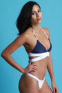 Ribbed Knit Wrap Around Halter Bikini Top