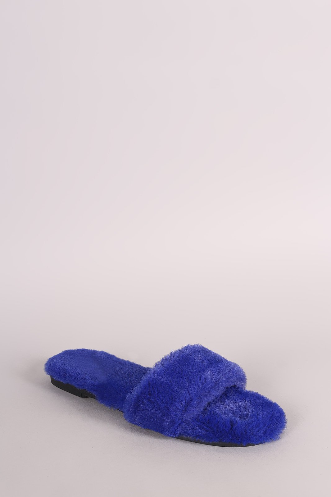 Bamboo Faux Fur Single Wide Band Slip-On Sandal