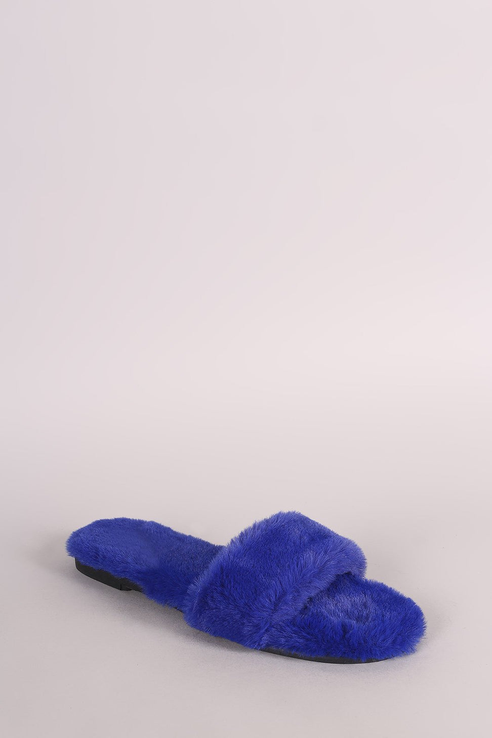 Bamboo Faux Fur Single Wide Band Slip-On Sandal