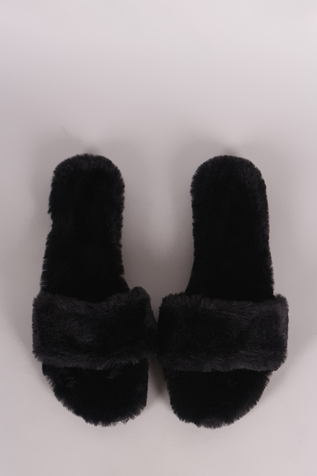 Bamboo Faux Fur Single Wide Band Slip-On Sandal