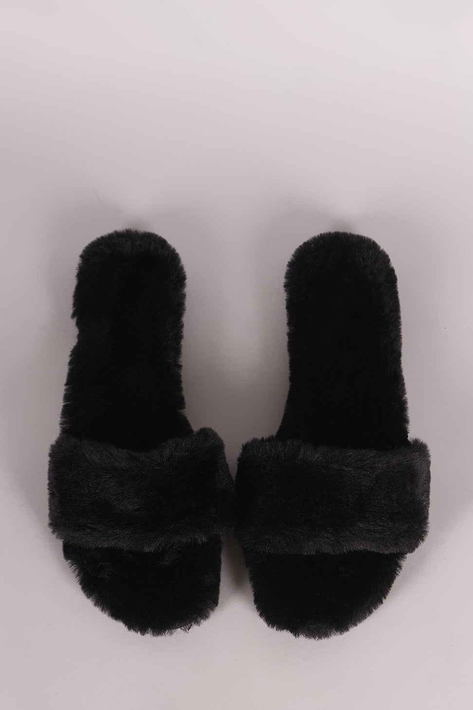 Bamboo Faux Fur Single Wide Band Slip-On Sandal