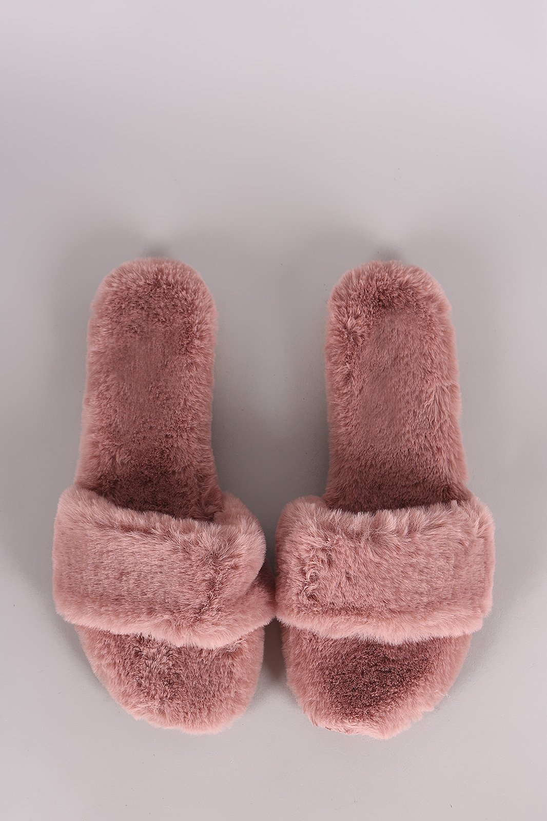 Bamboo Faux Fur Single Wide Band Slip-On Sandal