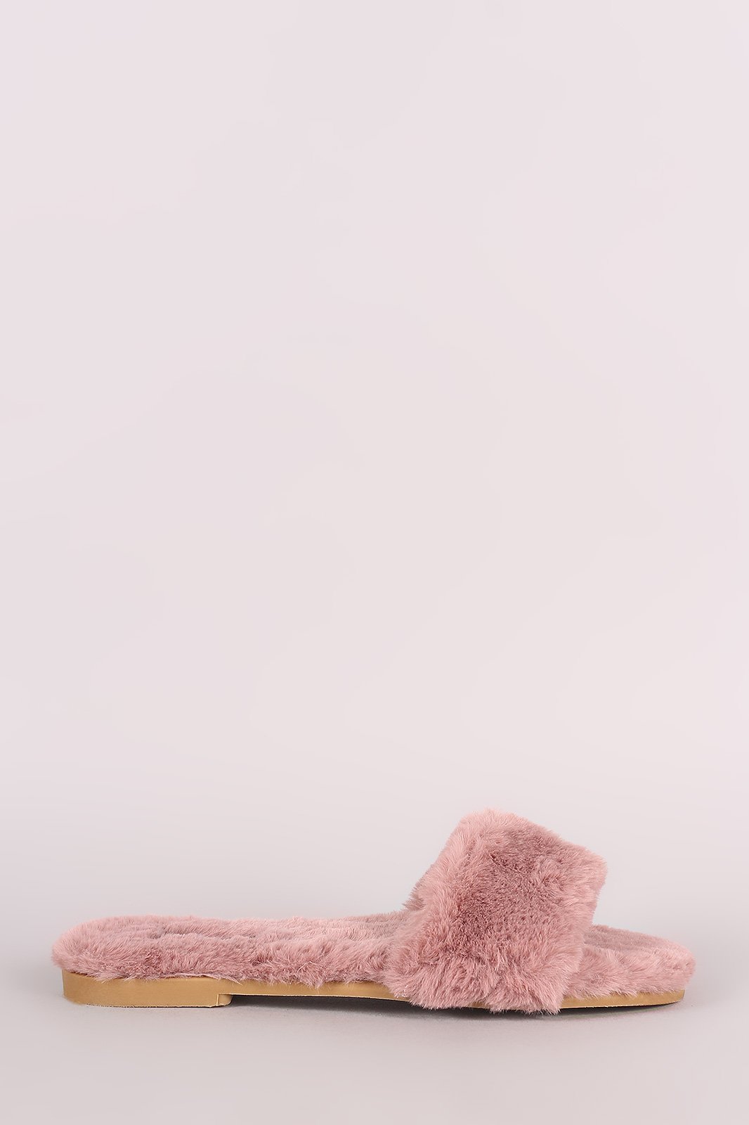 Bamboo Faux Fur Single Wide Band Slip-On Sandal