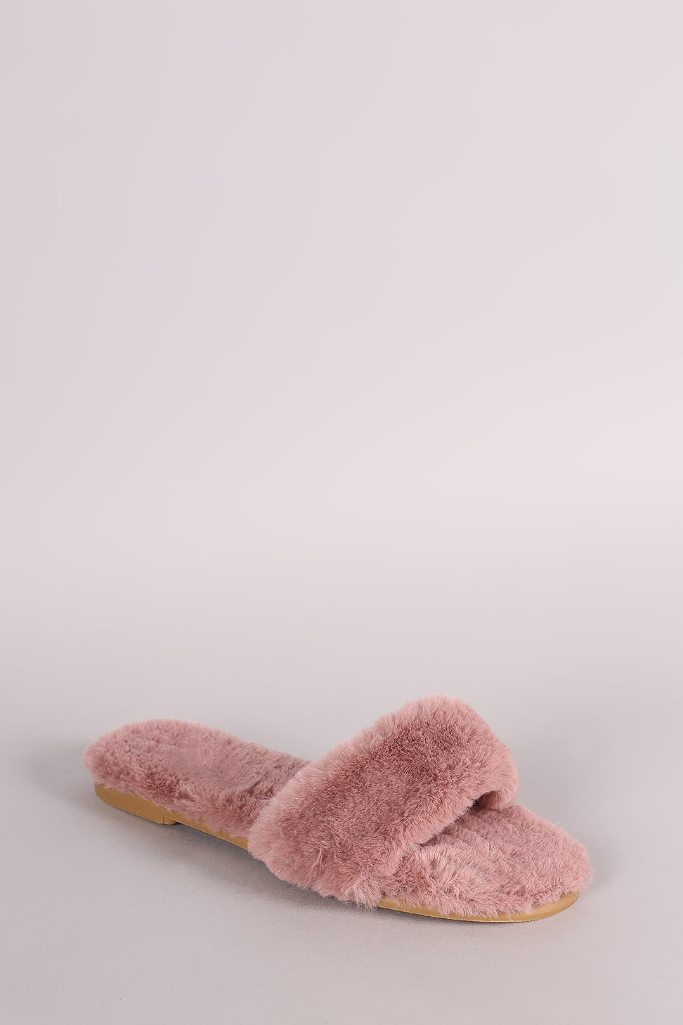 Bamboo Faux Fur Single Wide Band Slip-On Sandal