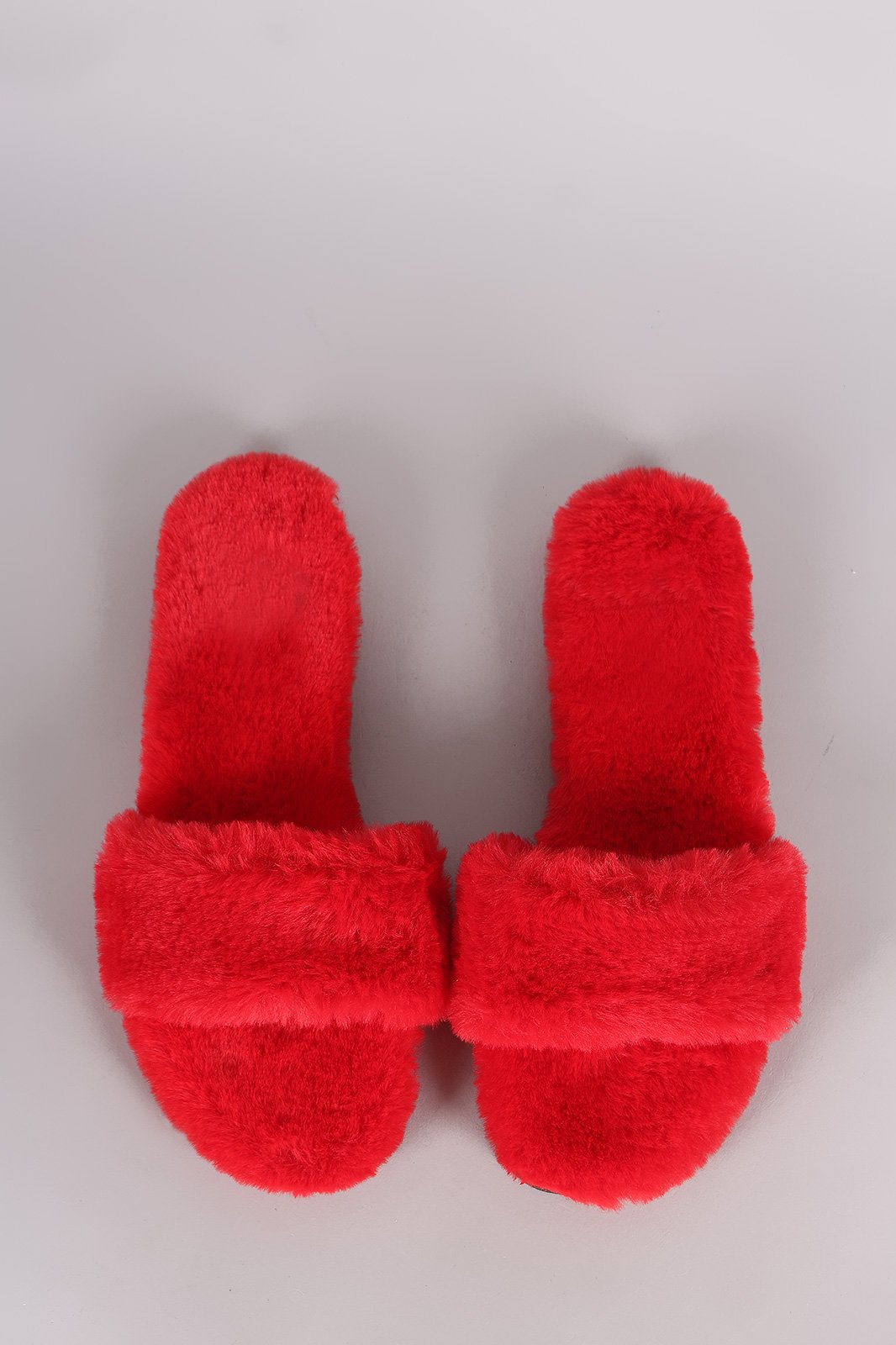 Bamboo Faux Fur Single Wide Band Slip-On Sandal