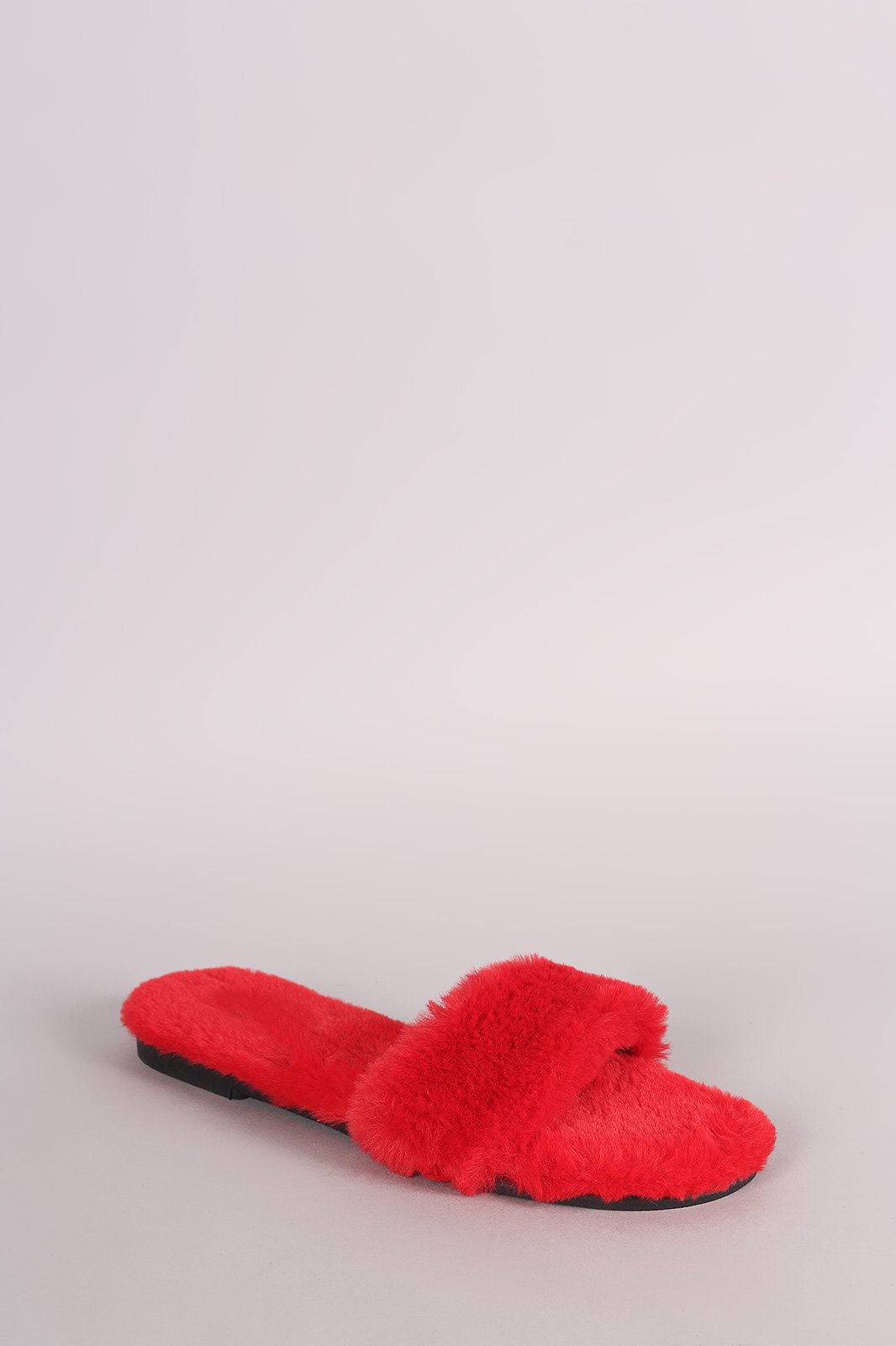 Bamboo Faux Fur Single Wide Band Slip-On Sandal