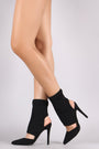 Anne Michelle Suede Pointy Toe Cutout Booties