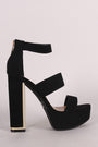 Bamboo Nubuck Triple Bands Chunky Platform Heel
