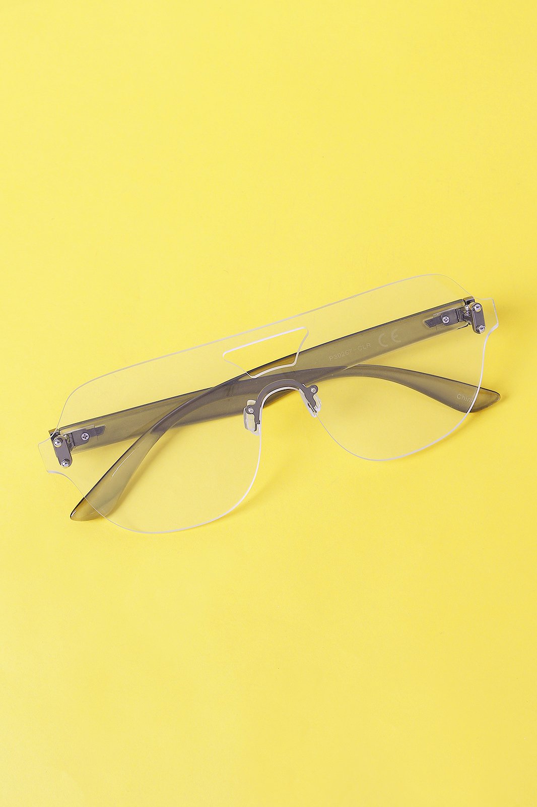 Rimless Clear Lens Cutout Double Bridge Glasses
