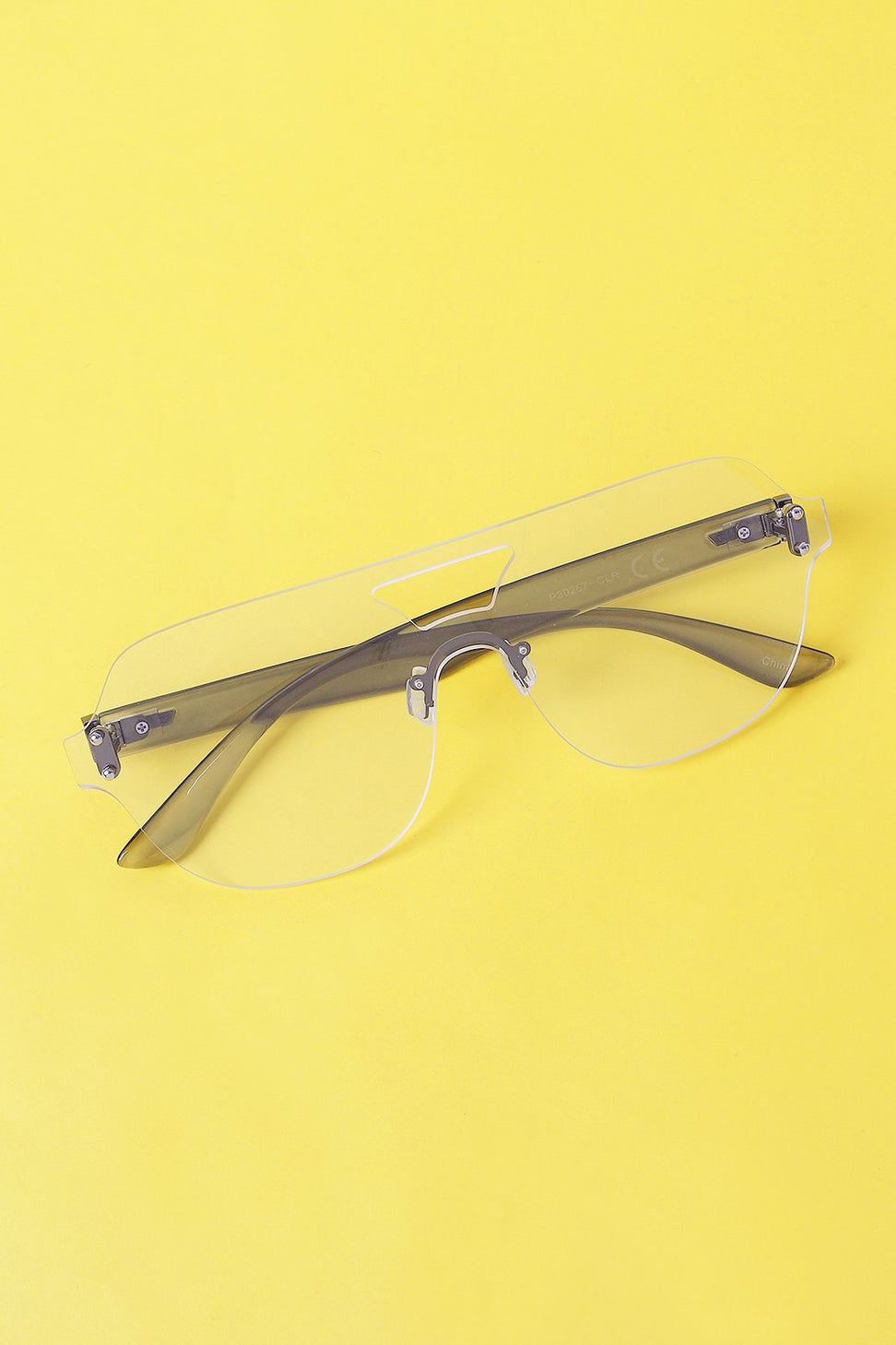 Rimless Clear Lens Cutout Double Bridge Glasses