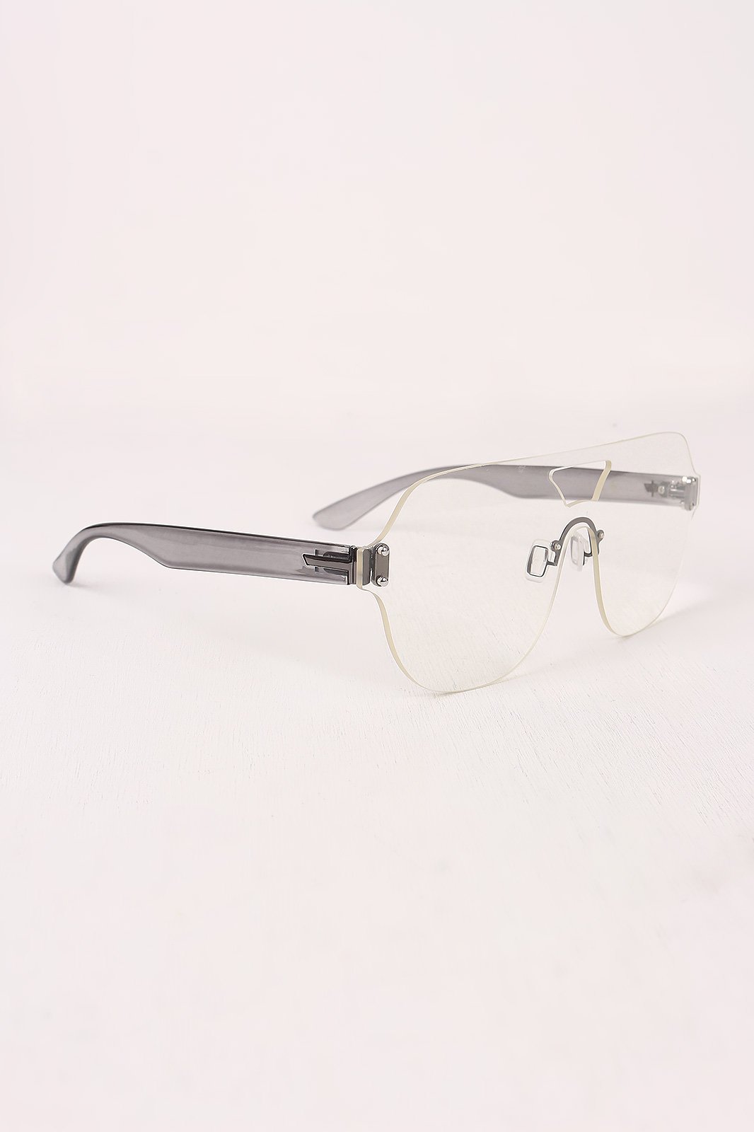 Rimless Clear Lens Cutout Double Bridge Glasses