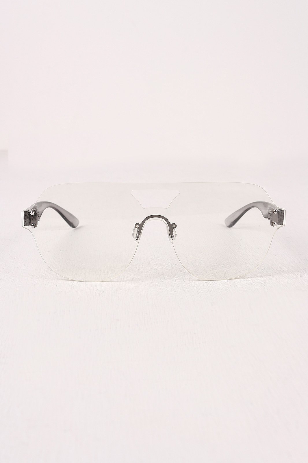 Rimless Clear Lens Cutout Double Bridge Glasses