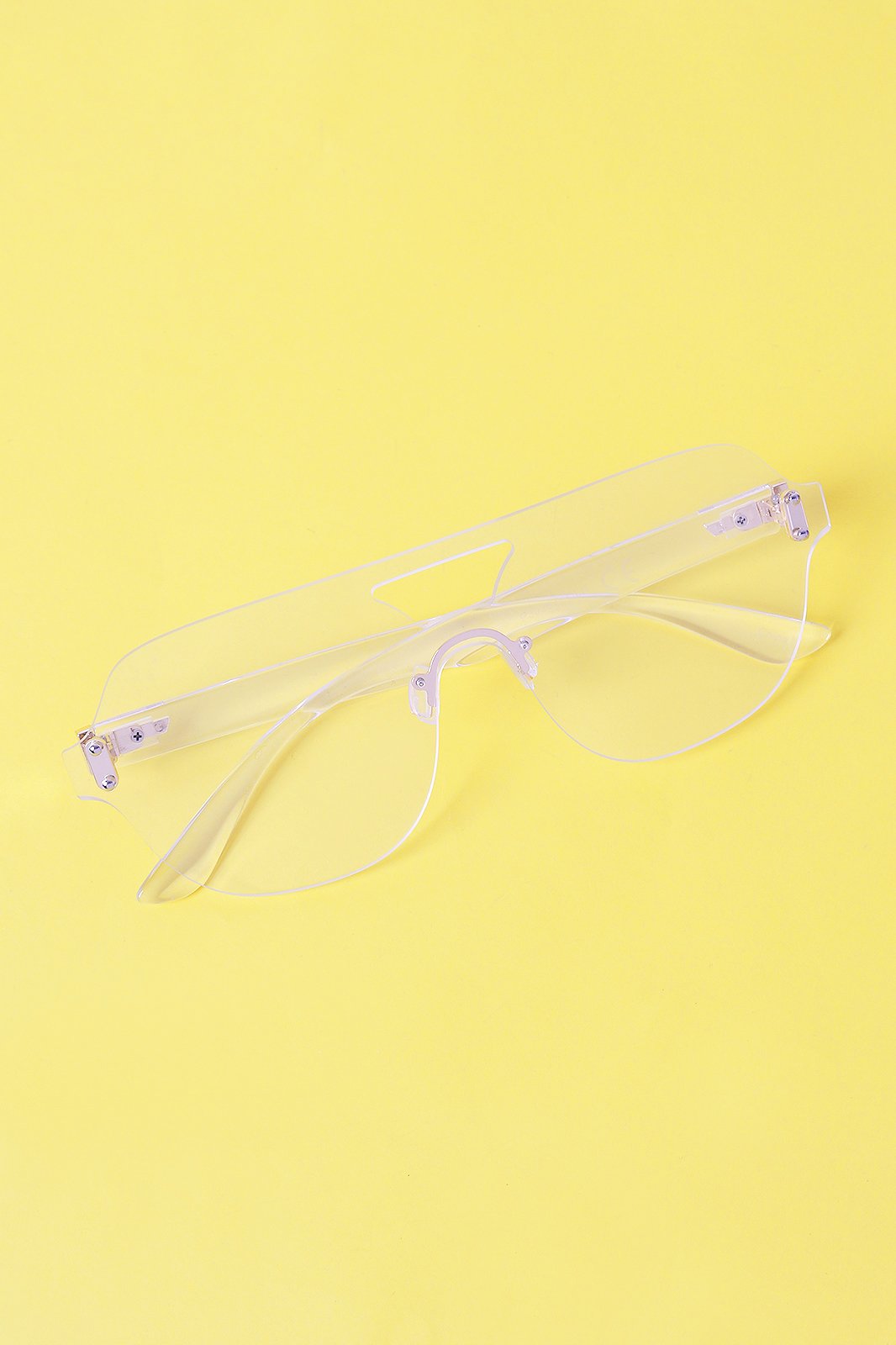Rimless Clear Lens Cutout Double Bridge Glasses